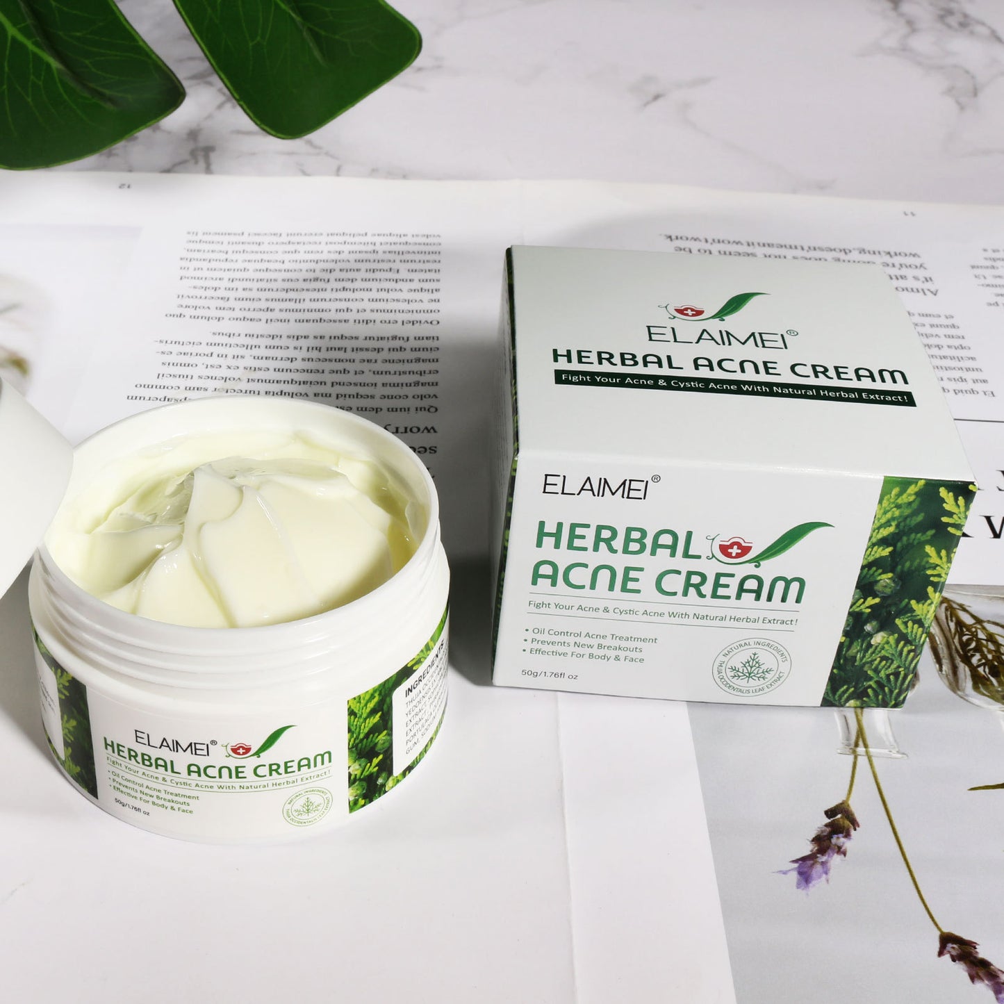 Organic Herbal Extract Anti Acne Treatment Face Cream I Remove Pimple Moisturizing Whitening Skin Care