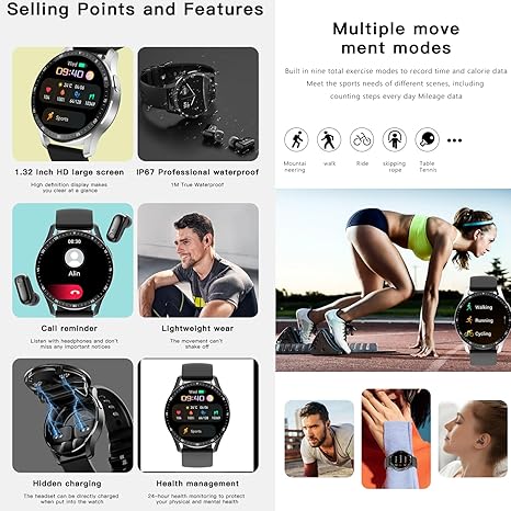 X7 Headset Smart Watch TWS Bluetooth Earphones Call Large Screen IP67