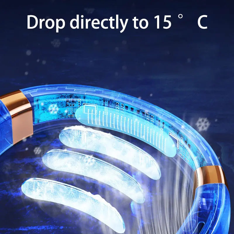 Portable LED Display Hanging Neck Fan