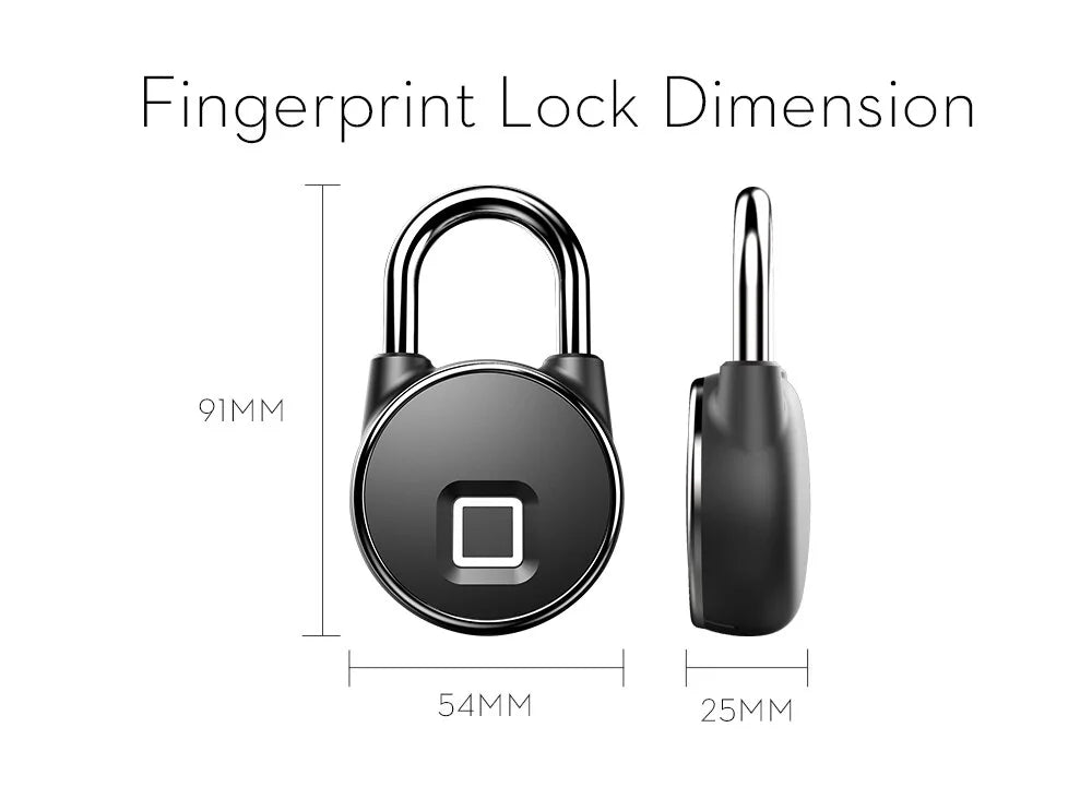 USB Rechargeable Fingerprint Bluetooth Padlock