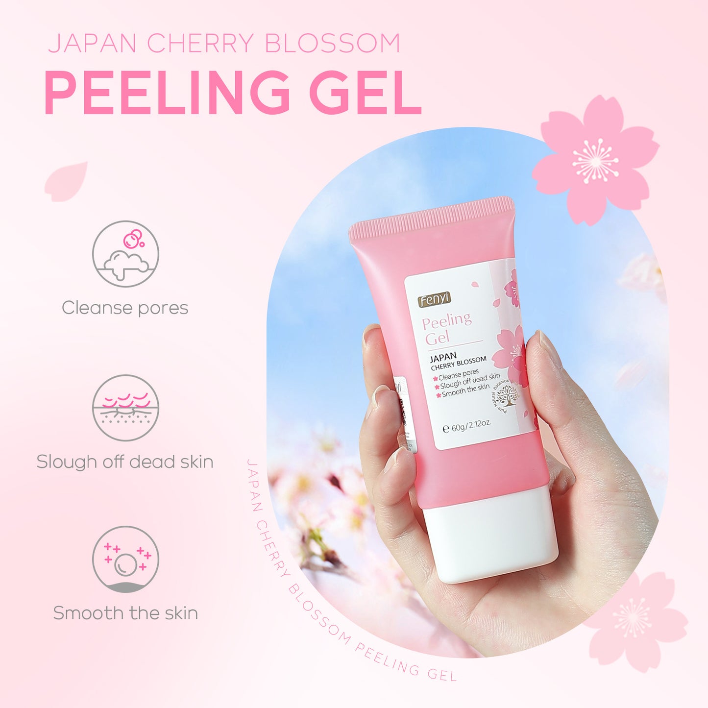 Fyi Japan Sakura Keratin Gel 60g Moisturizing Tender face body cleansing skin care product