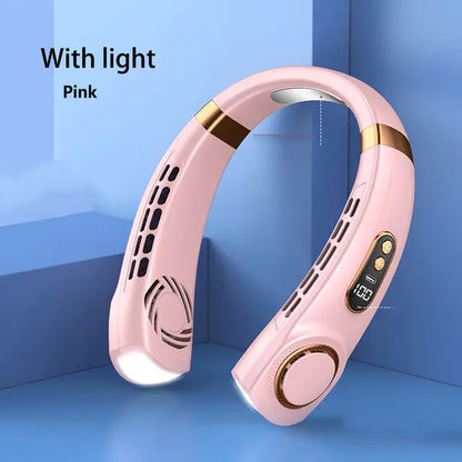 Portable LED Display Hanging Neck Fan