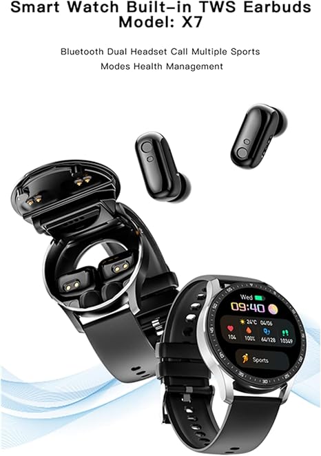 X7 Headset Smart Watch TWS Bluetooth Earphones Call Large Screen IP67