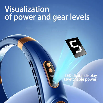 Portable LED Display Hanging Neck Fan