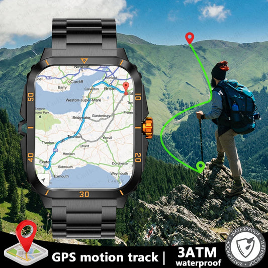 3ATM Waterproof GPS Smart Watch Android  IOS Fitness 2.0'AI Voice Bluetooth Call