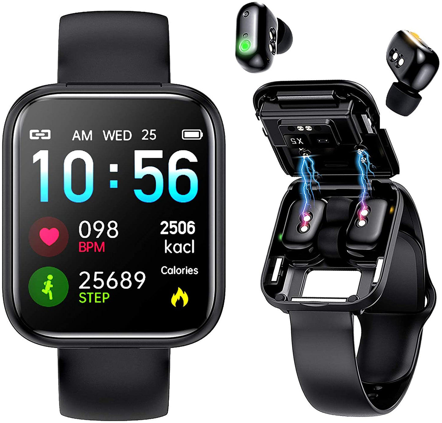 X5 Smart Watch Bluetooth Earphones Waterproof 2 in 1 Smart Watch With Earbuds