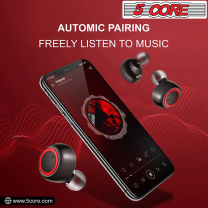 Water Resistant 5 Core Wireless Ear Buds Mini Bluetooth Headphones 32 Hours Playtime