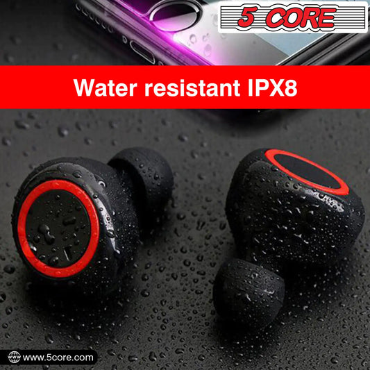 Water Resistant 5 Core Wireless Ear Buds Mini Bluetooth Headphones 32 Hours Playtime