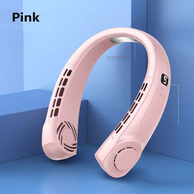 Portable LED Display Hanging Neck Fan